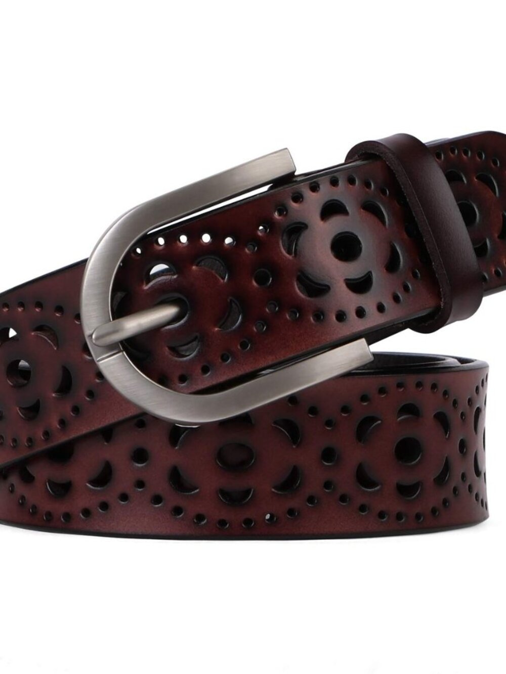 Hollow Genuine Leather Belt for Women Ladies Belt for Jeans Pants Casual Waist